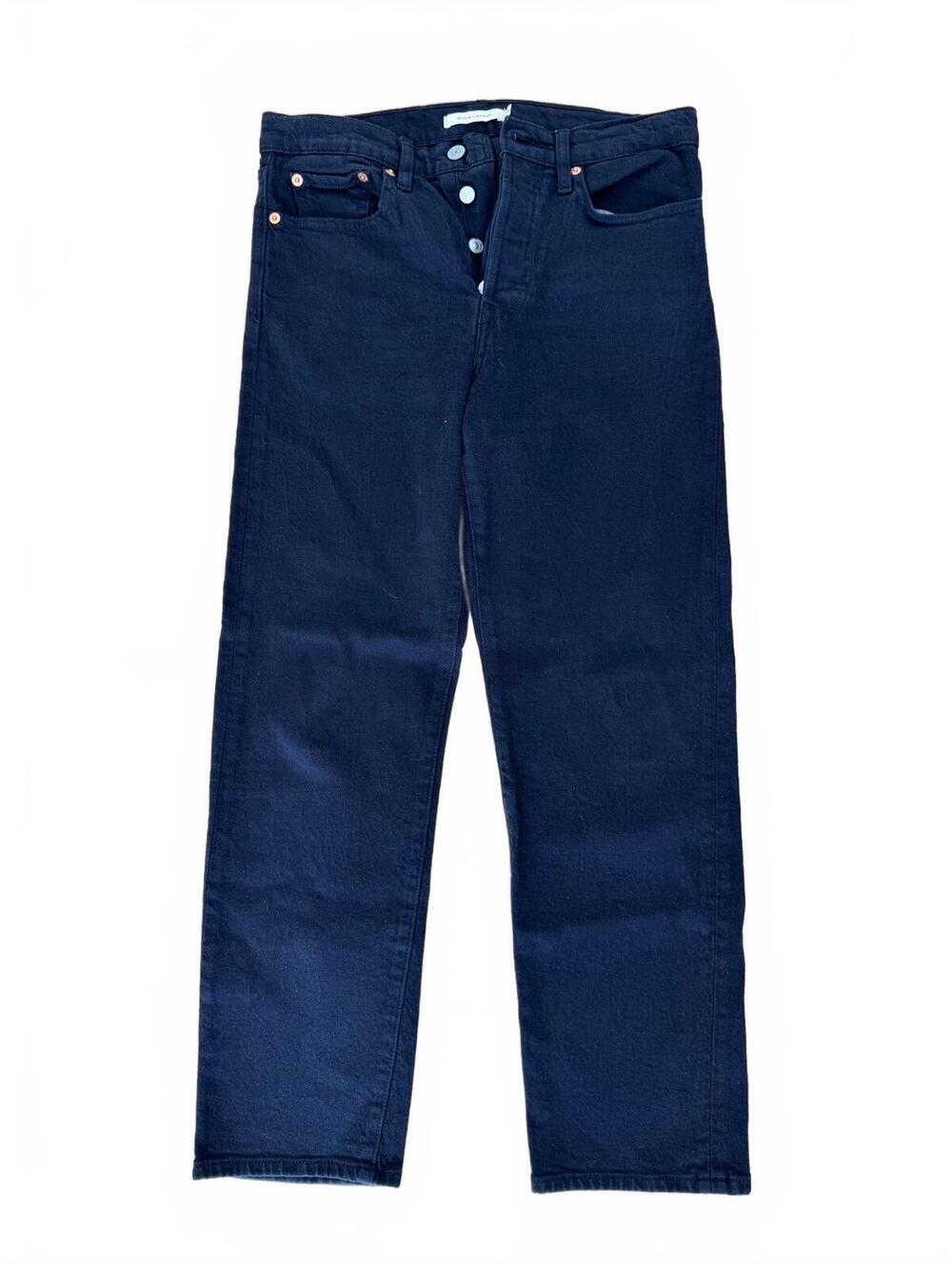 Levis Wedgie Straight Jeans High Rise Button Fly Black Denim 27